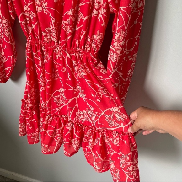 Flying Tomato, Women's, Mid-Dress, Long-Sleeved, Size XS, Color Red and Tan - Picture 9 of 10